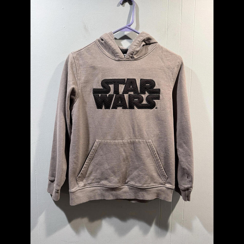 Kids Star Wars Hoodie Grey & White Dots Size Large  Pullover